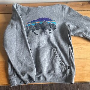 Patagonia Gray Sweatshirt with Multicolor Bison Design